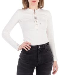 Rabanne - Paco Lace-Up Long Sleeves Top - Lyst