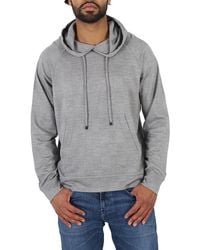 Emporio Armani - Grigio Prince Of Wales Eucalyptus Wool-Blend Jersey Hoodie - Lyst