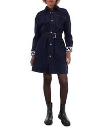 Burberry - Japanese Belted Denim Shirtdress, Brand Size 4 Us - Lyst
