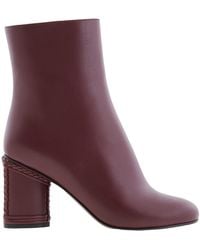 Ferragamo - Ferragamo Leather Ankle Boots With Block Heel, Size 7 D - Lyst