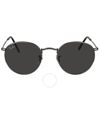 Ray-Ban - Round Metal Antiqued Dark Grey Sunglasses - Lyst