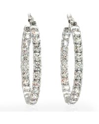 Swarovski - Rhodium Matrix Plated Hoop Earrings - Lyst