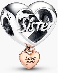 PANDORA - Love You Family Heart Charm | Gold - Lyst