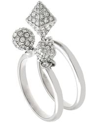 Swarovski - Dextera Rhodium Plated Ring Set, Size 58 - Lyst