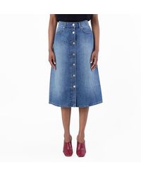 Stella McCartney - Cotton Denim Midi Skirt - Lyst