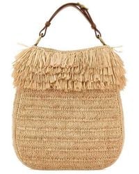 Saint Laurent - Raffia Roady Shopping Bag Palebrownbrick Borse A Mano - Lyst