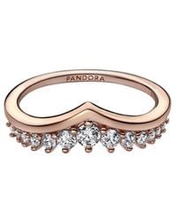 PANDORA - 14K Rose-Plated Timeless Wish Pave Ring - Lyst