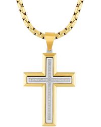 Robert Alton - 1/5Ctw Diamond Stainless Steel With Finish Cross Pendant - Lyst