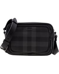 Burberry - Charcoal Paddy Check Leather Messenger Bag - Lyst