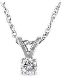 Amour - 1/10 Ct Tw Diamond Solitaire Pendant With Chain - Lyst