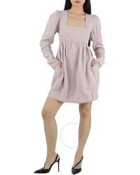 Ganni - Light Lilac Babydoll Hemp Canvas Mini Dress - Lyst