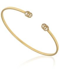 Gucci - Running Gg Cuff Bracelet With Diamond G's - Lyst