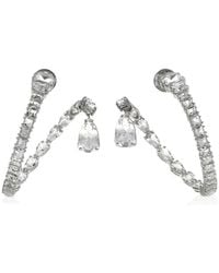 Swarovski - Matrix Pierced Earrings Hoop Rhodium Shiny Crystal - Lyst