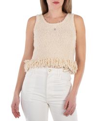 Rabanne - Logo-Plaque Fringed Knitted Top - Lyst