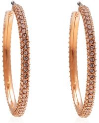 Swarovski - Stone Rose Tone Crystal Hoops Earrings - Lyst