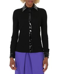 Moschino - Vinyl Detail Long-Sleeve Organzine Shirt - Lyst