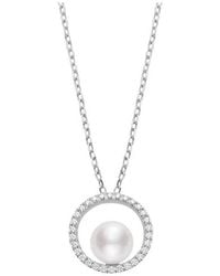 Mikimoto - Akoya Cultured 7Mm Pearl Pendant With Diamonds - Lyst