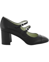 CAREL PARIS - Double Straps Leather Heel Pumps, Brand Size 38 (Us - Lyst