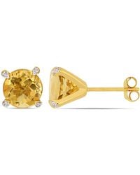 Amour - 3 5/8 Ct Tgw Citrine And 1/10 Ct Tw Diamond Martini Stud Earrings - Lyst