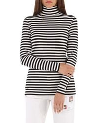 Burberry - Ladies Striped Stretch Jersey Turtleneck Top - Lyst