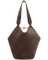 KHAITE - Mud Suede Mini Lotus Shoulder Bag - Lyst
