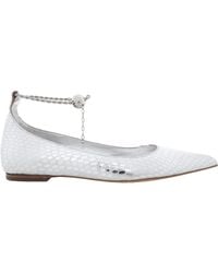 Ferragamo - Snake-Embossed Pointed-Toe Ballet Flats - Lyst
