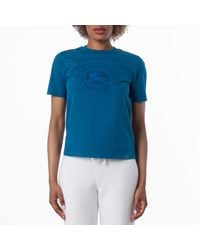 Burberry - Embroidered Logo Cotton T-Shirt - Lyst