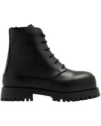 Ferragamo - Fede Leather Combat Boots - Lyst