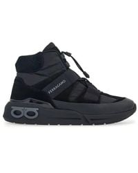 Ferragamo - Cosma High-Top Panelled Sneakers - Lyst