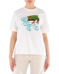Burberry - Graphic Printed Crewneck Cotton T-Shirt - Lyst
