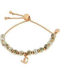 Jimmy Choo - Beaded Chain Bracelet With Jc Logo Charm - Lyst