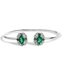 Haus of Brilliance - Sterling Topaz And Emerald Floral Bangle Bracelet 6.5 Inch - Lyst