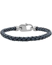 Robert Alton - Stainless Steel & Leather Braid Bracelet With Fancy Clasp Bracelet - Lyst