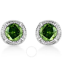 Haus of Brilliance - .925 Sterling Silver 1/3 Cttw Treated Green Diamond Modern 4-prong Solitaire Milgrain Stud Earrings - Lyst