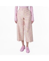 Burberry - Rose Print Wool-Blend Trousers, Brand Size 4 Us - Lyst