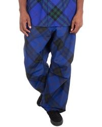 Burberry - Straight Leg Checkered Twill Trousers - Lyst