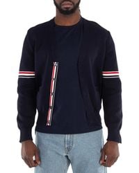 Thom Browne - Stripe Detailed Milano V-Neck Cardigan - Lyst