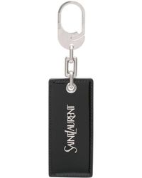 Saint Laurent - Logo Plaque Leather Keyring - Lyst