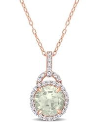 Amour - 3 1/4Ct Tgw Quartz And Topaz Halo Pendant With Chain - Lyst