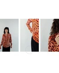 Stella McCartney - Leopard Printed Silk Crepe De Chine Shirt, Brand Size 36 (Us - Lyst