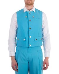 Burberry - Bright Opal Round-Neck Wool Waistcoat, Brand Size 58 (Us - Lyst