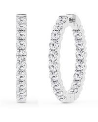 Brilliant Diamond - 4.00 Carat Round Lab Grown Inside Out Diamond Hoop Earrings - Lyst