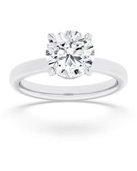 Mure And Co - 1.5Ctw Round Shaped Lab Grown Diamond (F/Vvs) Hidden Halo Plain Shank Engagement Ring - Lyst