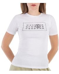 MM6 by Maison Martin Margiela - Numbers Logo Closed Neck Cotton T-Shirt - Lyst