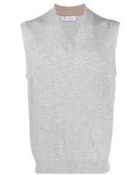 Brunello Cucinelli - Pebble Ribbed Cashmere Knit Vest, Brand Size 46 (Us - Lyst