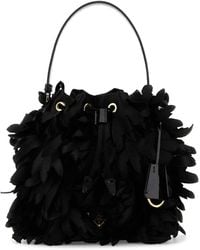 Prada - Embellished Satin Mini Bucket Bag - Lyst