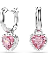 Swarovski - Chroma Drop Earrings, Heart, Rhodium Plated - Lyst