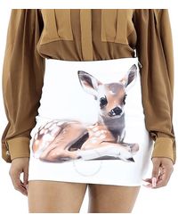 Burberry - Deer Print Stretch Denim Mini Skirt - Lyst