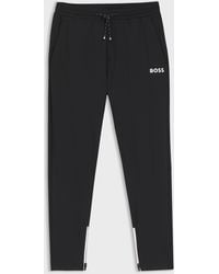 BOSS - Active Stretch-Gabardine Tracksuit Bottoms With Zipped Hems - Lyst