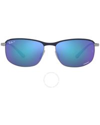 Ray-Ban - Polarized Gray Mirrored Blue Rectangular Sunglasses Rb3671ch 92044l 60 - Lyst